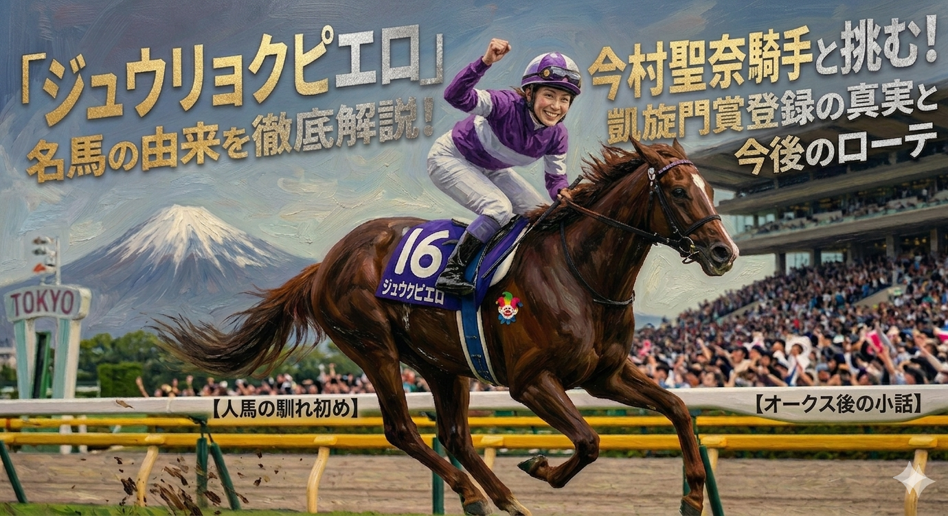 ジュウリョクピエロの名前の由来は？今村聖奈との馴れ初めと次走は凱旋門賞？という記事のアイキャッチ画像